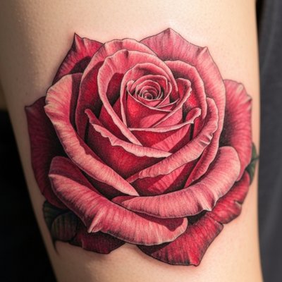 Rose Tattoo with Skillful Shading Rose Tattoo with Skillful Shading