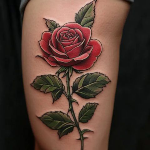 Rose Thigh Tattoo