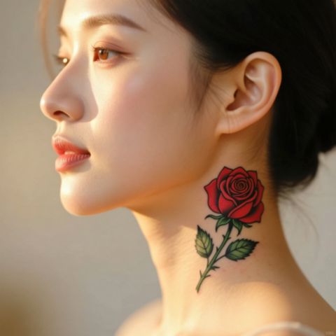 Rose Throat Tattoo