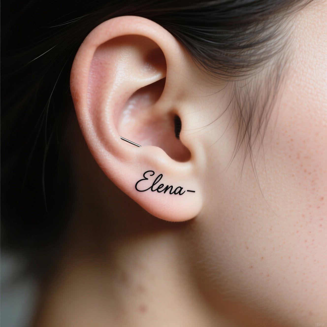 Simple Behind The Ear Name Tattoo Simple Behind The Ear Name Tattoo
