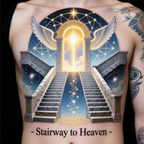 Symmetrical Stairway To Heaven Gates Tattoo