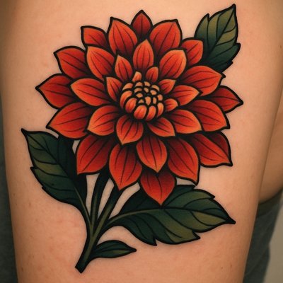 Traditional Dahlia Tattoo Traditional Dahlia Tattoo