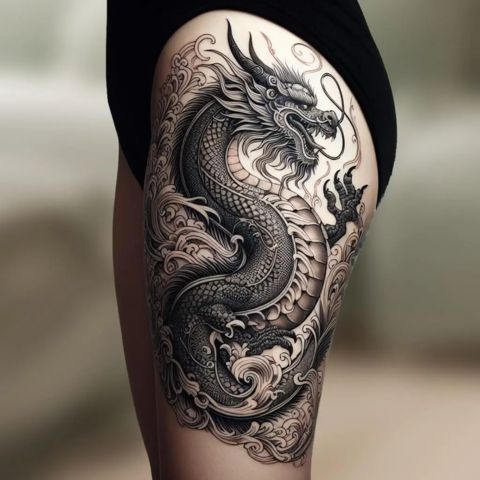 Upper Thigh Tattoo