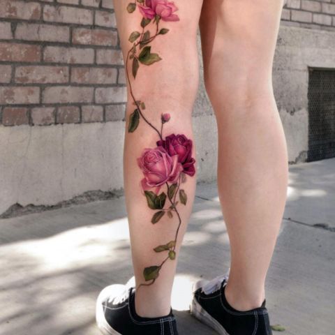 Vine Thigh Tattoo