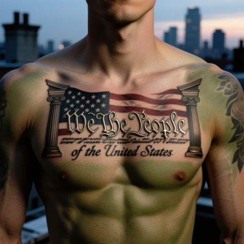 We The People Chest Tattoo