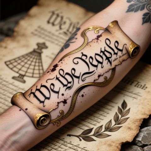 We The People Script Tattoo