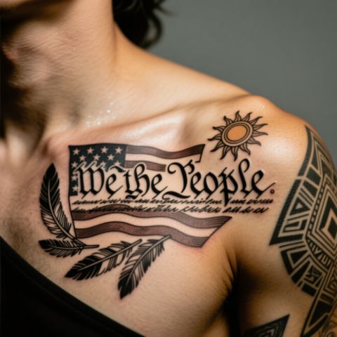 We The People Shoulder Tattoo